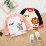 New autumn style men's and women's baby checkered color contrasting baseball jersey
