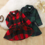 Autumn new woolen black and red checkered children's baby dress