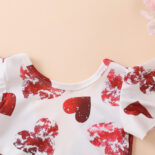 Baby Girl Set Open Back Flying Sleeve Love Print Top + Red Shorts - Image 4