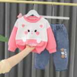 Baby autumn suit new boy cartoon long sleeve two-piece set children's girl suit - Image 3