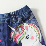 Women's trousers, imitation denim, unicorn print, children's spring and autumn new women's treasure casual leggings are versatile - Image 3