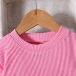 Children and girls autumn and winter solid color pit strip fur wool long-sleeved top short skirt fashion fashion style suit - Image 5