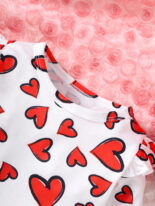 Baby Girl Two Piece Set Autumn Love Print Long Sleeve Top Cute Bow Shorts Baby Set - Image 5
