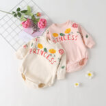 Autumn New Baby Onesie Baby Alphabet Print Round Neck Baby Crawling Clothes Going Out
