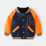 New Cotton Children's Jacket Autumn Clothes Children's Wear Boys Round Neck Stitching Long Sleeve Small Kids Baseball Jersey Jacket