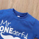 Children's clothing for boys and girls and babies in summer new short sleeve printed letter blue top denim shorts two-piece set - Image 6