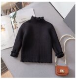 Spot girls plush semi-turtleneck sweater baby girl white inner sweater girl knitwear children's integrated fleece - Image 6