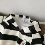 Girls' autumn clothes new striped hooded sweatshirt stitched leggings set versatile and cute spring and autumn style - Image 4