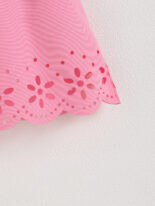 Summer new girl gradient letter print bow belt round neck short sleeve cut-out dress - Image 4