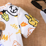 The baby boy round neck is printed with handsome sunglasses, bear + pants, fashionable, versatile, casual - Image 5