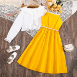 Girls' suits style short irregular tops Slip dress sets spring children's clothing