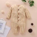 New Spring and Autumn Clothing for Boys and Girls, Long Sleeve, Long Pants, Checkered Spring and Autumn Clothes, Climbing Clothes, jumpsuit - Image 5