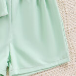 New girls summer fashion suits, halterneck three-dimensional flower tops, solid color shorts - Image 7
