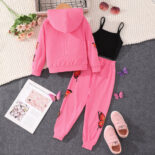 Long-sleeved hooded sweatshirt vest butterfly trouser set for small and medium-sized children - Image 2