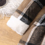 Children's Clothing New Girls Autumn and Winter Checked Plush Dress with Hat - Image 5