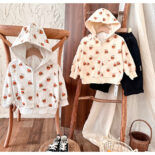 Children's hooded jacket for girls hamburger print   cardigan sports boys top  fall new - Image 5