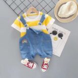 Baby summer dress bib pants short sleeve suit thin new children's boy 0 a 1-4 years old half summer dress half sleeve