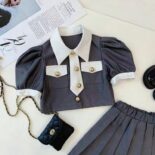 Girls' popular children's style daughter celebrity college style pleated skirt suit skirt - Image 4