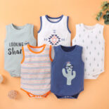 New Summer Cute Sleeveless Baby Boy and Girl Pattern Printed Triangle