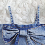 Children's clothing girls denim suits, summer new ins, fashion children's suspender skirts, 2-piece set - Image 4