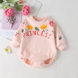 Autumn New Baby Onesie Baby Alphabet Print Round Neck Baby Crawling Clothes Going Out - Image 2