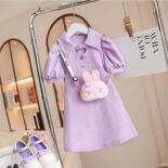 Girls Dress Summer New Kids Polo Shirt Skirt Little Girl Short Sleeve Puff Sleeve Princess Dress Tide - Image 2
