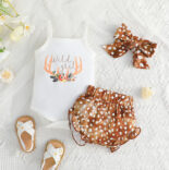 Baby suspender bow suit cute one-piece + shorts + headscarf hair accessories three-piece set