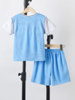 Summer children's sports basketball clothes new boys short-sleeved quick-drying clothes girls shorts middle and small children's fake two-piece suit - Image 2
