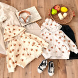 Children's hooded jacket for girls hamburger print   cardigan sports boys top  fall new