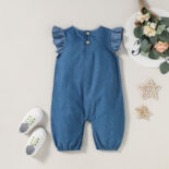 New Summer Baby Girl Flying Sleeve Cowboy Long Leg Crawling Hoodie - Image 2