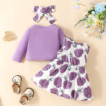 Toddler girl sleeveless dress + single-breasted long-sleeved coat + headband three-piece big flower ladybug skirt - Image 2