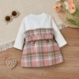Autumn new girls' baby plaid fake two-piece dress - Image 2