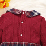 Autumn new woolen doll collar plaid girl baby triangle sweater - Image 6