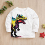 Boys sweatshirt top spring autumn tiger boy baby boy long sleeve t-shirt Tyrannosaurus rex print - Image 3
