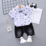 Cute baby summer clothes boys small children baby children summer clothes boys short sleeve suit small children two-piece set - Image 3