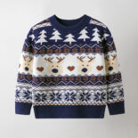 Children's sweater baby girl double layer knit sweater new spring and autumn winter boy cartoon deer pullover top