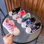 Shell Head Girls Shoes Spring Autumn New Slip-On Kids Sneakers Mesh Breathable Boys Sneakers