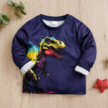 Boys sweatshirt top spring autumn tiger boy baby boy long sleeve t-shirt Tyrannosaurus rex print - Image 2