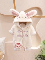 Full moon baby velvet jumpsuit, newborn cotton jacket, thickened crawling clothes, baby 100-day dress