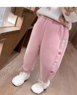 Girls fleece pants autumn winter new sweatpants for small children thickened slacks winter children's sweatpants - Image 3