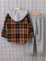 Children's plaid top, casual style long pants, cardigan set, two-piece - Image 2
