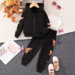 Long-sleeved hooded sweatshirt vest butterfly trouser set for small and medium-sized children - Image 3