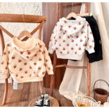 Children's hooded jacket for girls hamburger print   cardigan sports boys top  fall new - Image 6