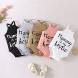 New baby triangle casual letter summer suspender one-piece five-piece children's clothing