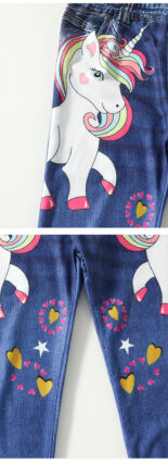 Women's trousers, imitation denim, unicorn print, children's spring and autumn new women's treasure casual leggings are versatile - Image 6