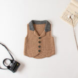 Baby sweaters, vests, boys and girls, lapel tops, cotton sweaters, knitted cardigans, tide vests - Image 3