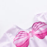 Girls short sleeved elastic round neck fish scale print one-piece triangle swimsuit - Image 7