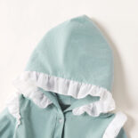 Children's clothing autumn and winter new girls light green hooded lace sweatshirt set - Image 3