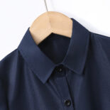 New middle girls with lapel solid color dress children's school uniform skirt girl single breasted short sleeve long skirt with belt - Image 3