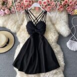 Nightclub style dress women's  new niche twist V-neck slim short beautiful back slip skirt A-line skirt - Image 3